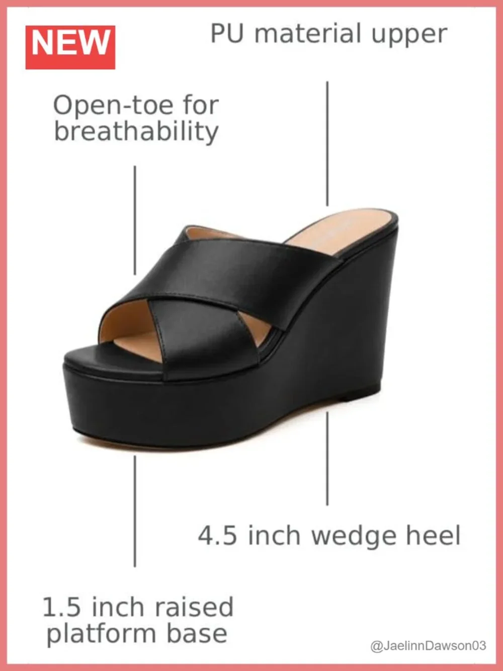 Womens Platform Wedge Sandals Slip On High Heel Mules Open Toe PU Faux Leather